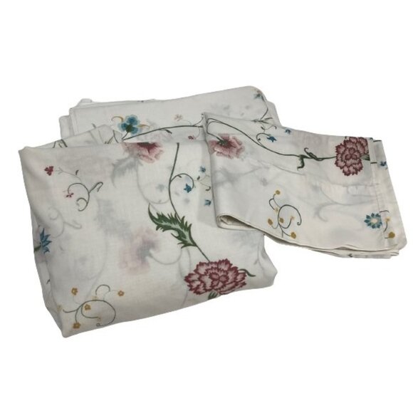 Vintage Springmaid Wondercale Floral Twin Fitted Sheet, Flat Sheet Pillowcase - Picture 1 of 2